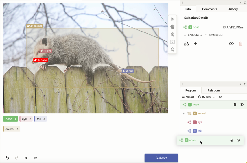 Screenshot of keypoints within a bounding box